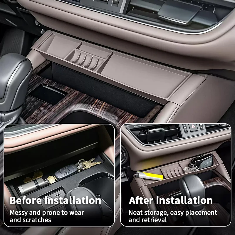 QHCP صندوق تخزين مركزي للسيارة سيليكون والعتاد صندوق تخزين أمامي منظم الحاويات تستيفها لكزس ES 2025 الملحقات الداخلية #5