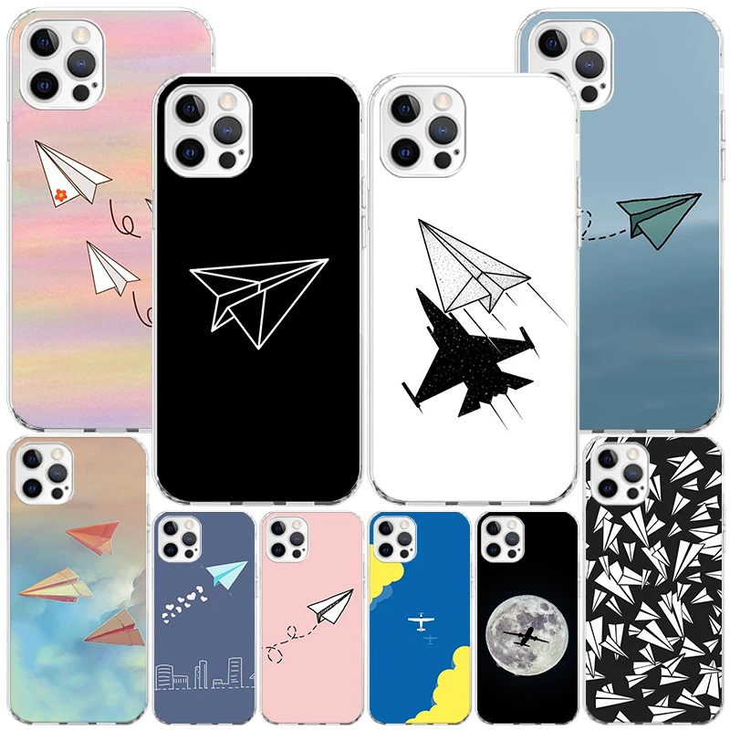 Paper Plane Airplane Fly Phnoe Case for Iphone 11 12 13 Mini 14 15 Pro Max X Xs Xr 7 Plus 8 + Apple 6S SE 2020 Unique Cover Coqu