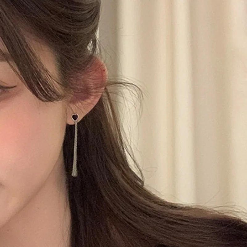 Sweet Little Bear Animal & Love Heart Asymmetrical 925 Silver Needle Female Tassels Stud Earrings Jewelry For Women Gifts