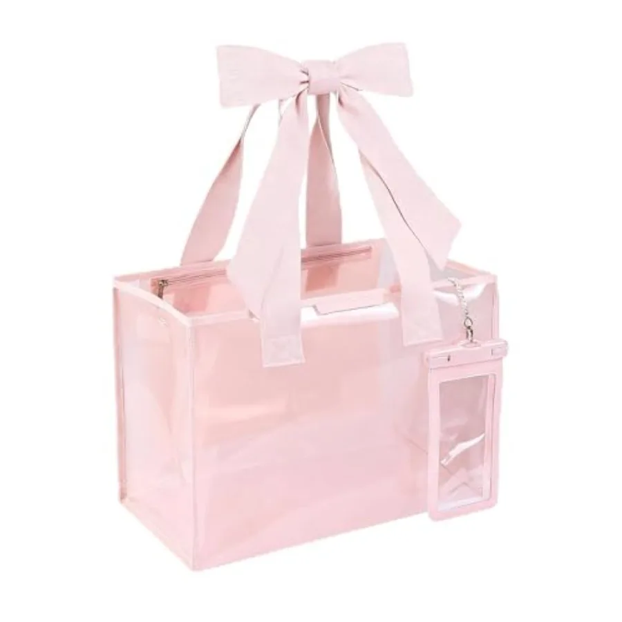 

Pink Jelly Tote Bag Bow Tote Bags for Women Beach Bags for Women Pool Bags for Girl Cute Beach Waterproof Tote Bag