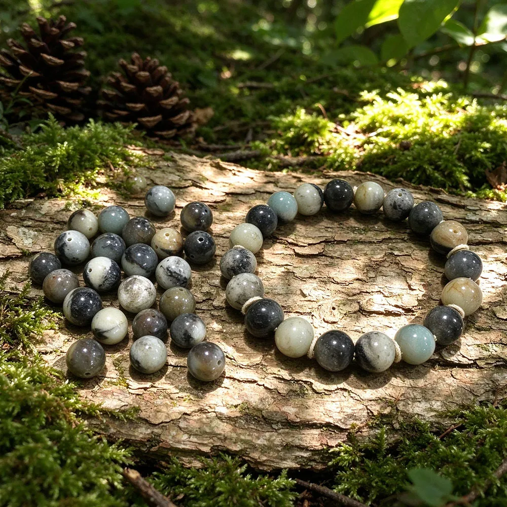 Natural Black Ink Wash Dushan Jade Round Loose Beads Polished Gemstone Spacer for DIY Jewelry Making Bracelet Necklace Earring