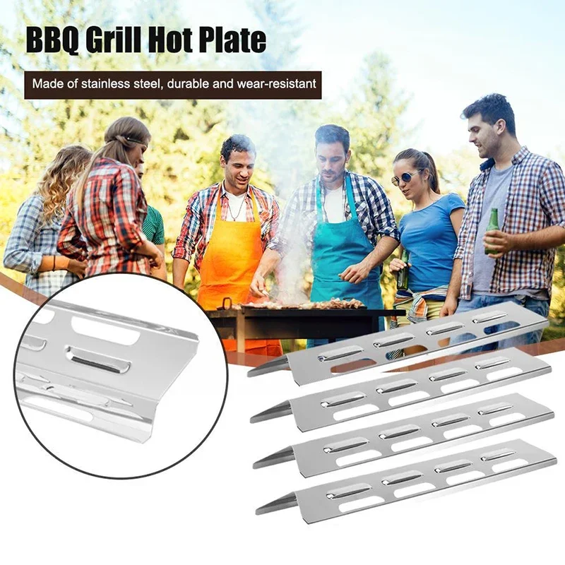 4 Pieces Stainless Steel Heat Diffuser Gas Grill Spare Part for Outback Heat Plate for Kenmore Master Forge Perfect Flame