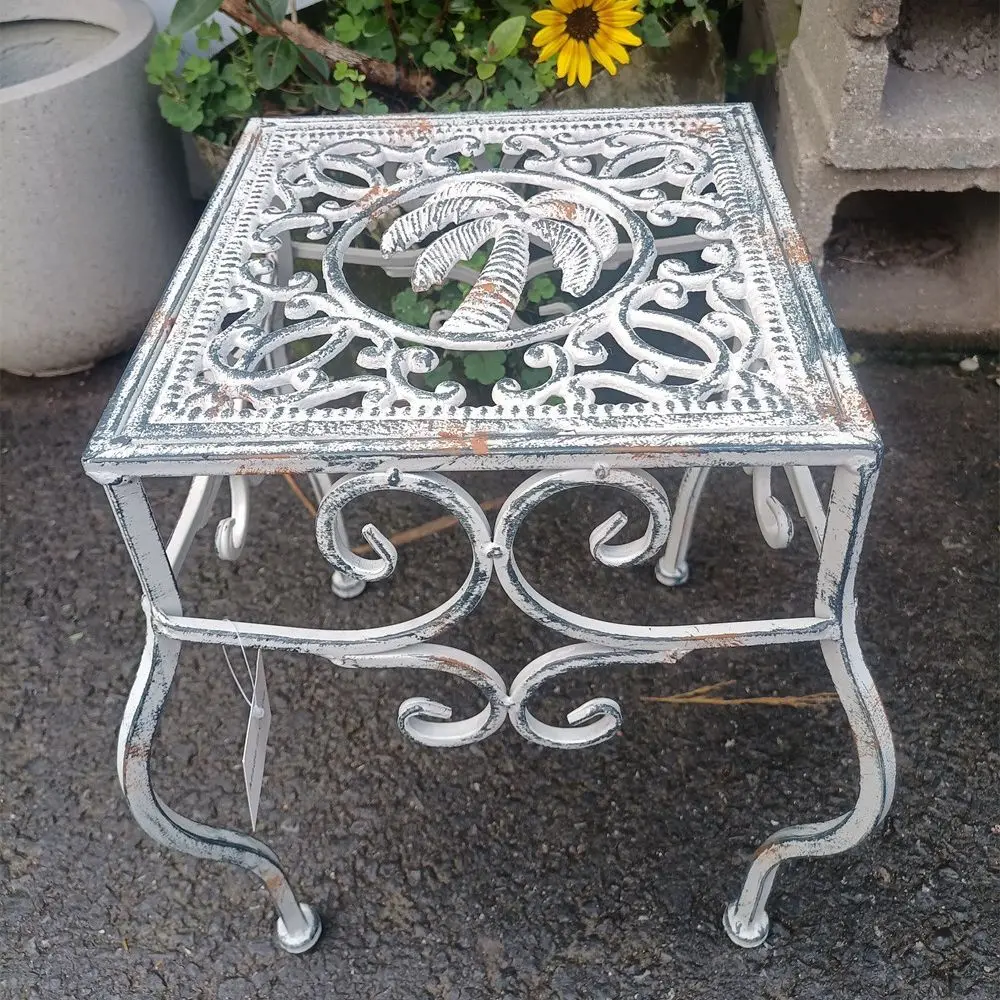 Garden wrought iron flower stand outdoor cast iron flower stool popular garden decorative metal handicraft ornament
