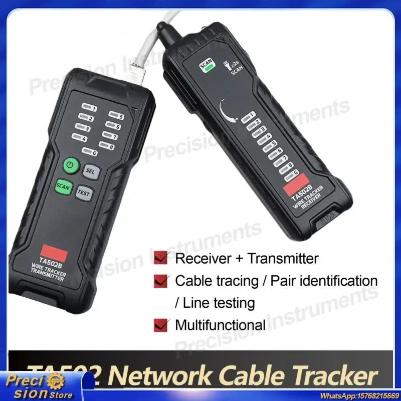 TA502A/B Wire Tracker and Network Cable Tester for POE Tracing RJ45 RJ11 Line Locator Live Wire Fault Finder Voltage Detector