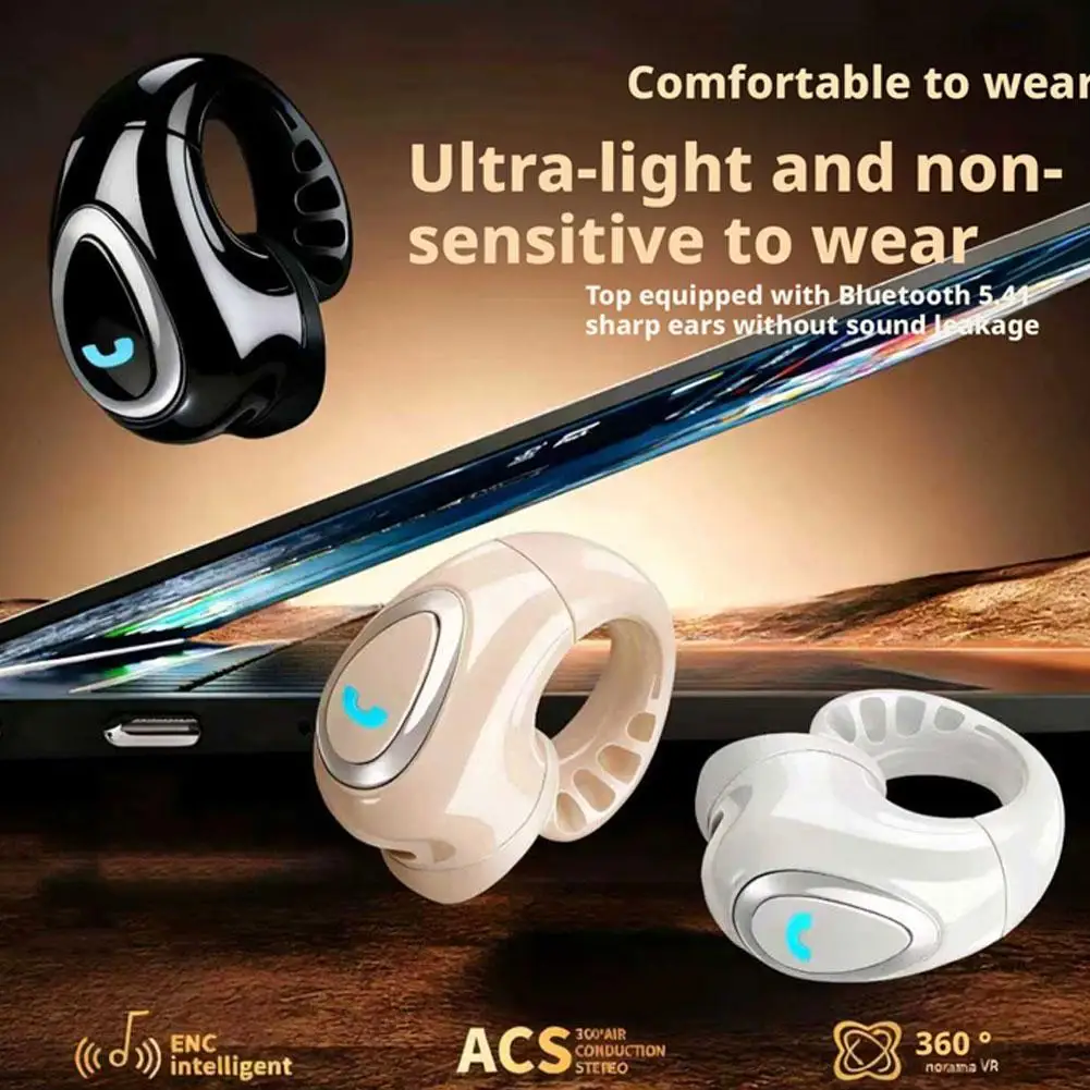 1PC Wireless Headphones Bluetooth 5.4 Ultra-Light Sports Ear Hook Mini HiFi Stereo Waterproof Gaming Earphones Gifts