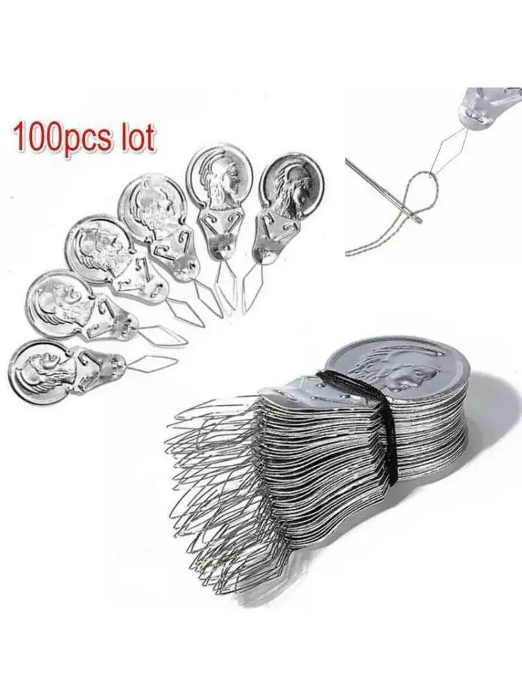 Enfile-feuille d'aluminium, poinçon d'aiguille, accessoires de couture, Simple à utiliser, Durable, léger, facile à transporter, fil rapide, 50/100 pièces