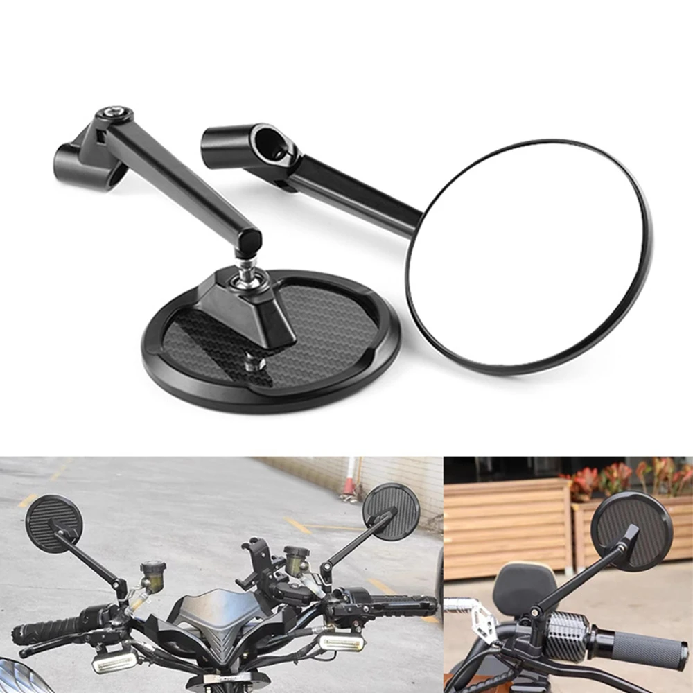 2 stücke 8mm 10mm Rückspiegel Motorrad Universal Runde Spiegel Carbon Faser rückansicht Bobber Touring Dirt bike