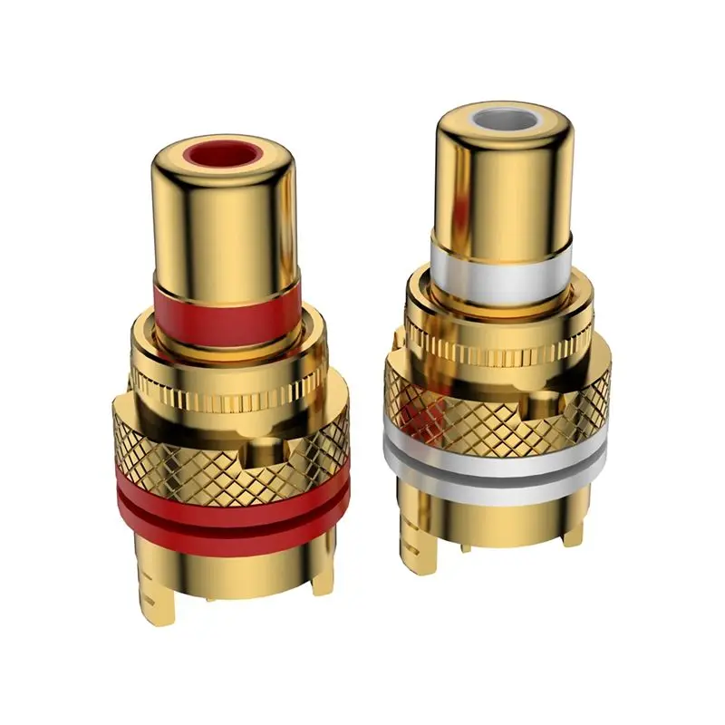 

【A08I】R205 Pure Purple Copper Socket AV Audio Signal Terminal RCA Lotus Connectors For Hifi Audio/Video Amplifier Panel Mounting