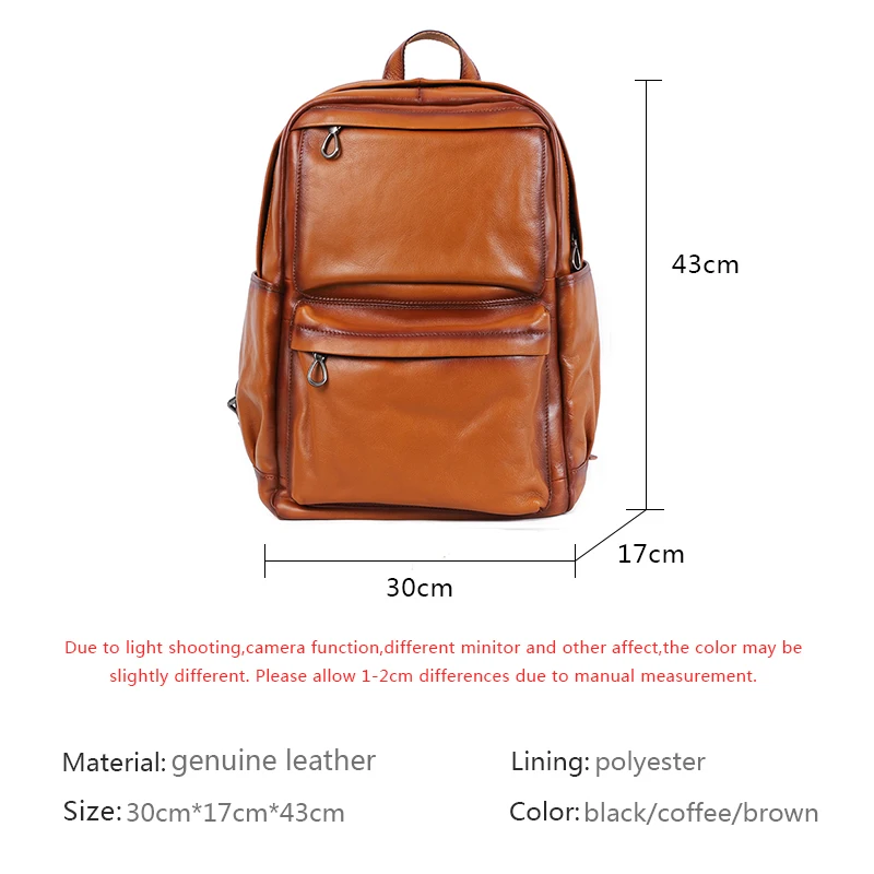 Genuine Leather Men Backpack Vintage Laptop Bag Large Capacity Travel Backpack Head Layer Cowhide Leather Computer Bag pack