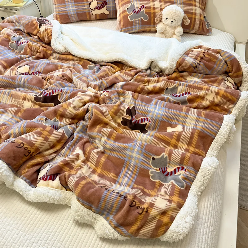 2025 جديد الحليب الضأن الصوف بطانية الكرتون لطيف Ins الرياح الشتاء أريكة بطانية سميكة بطانية مكتب قيلولة بطانية #3