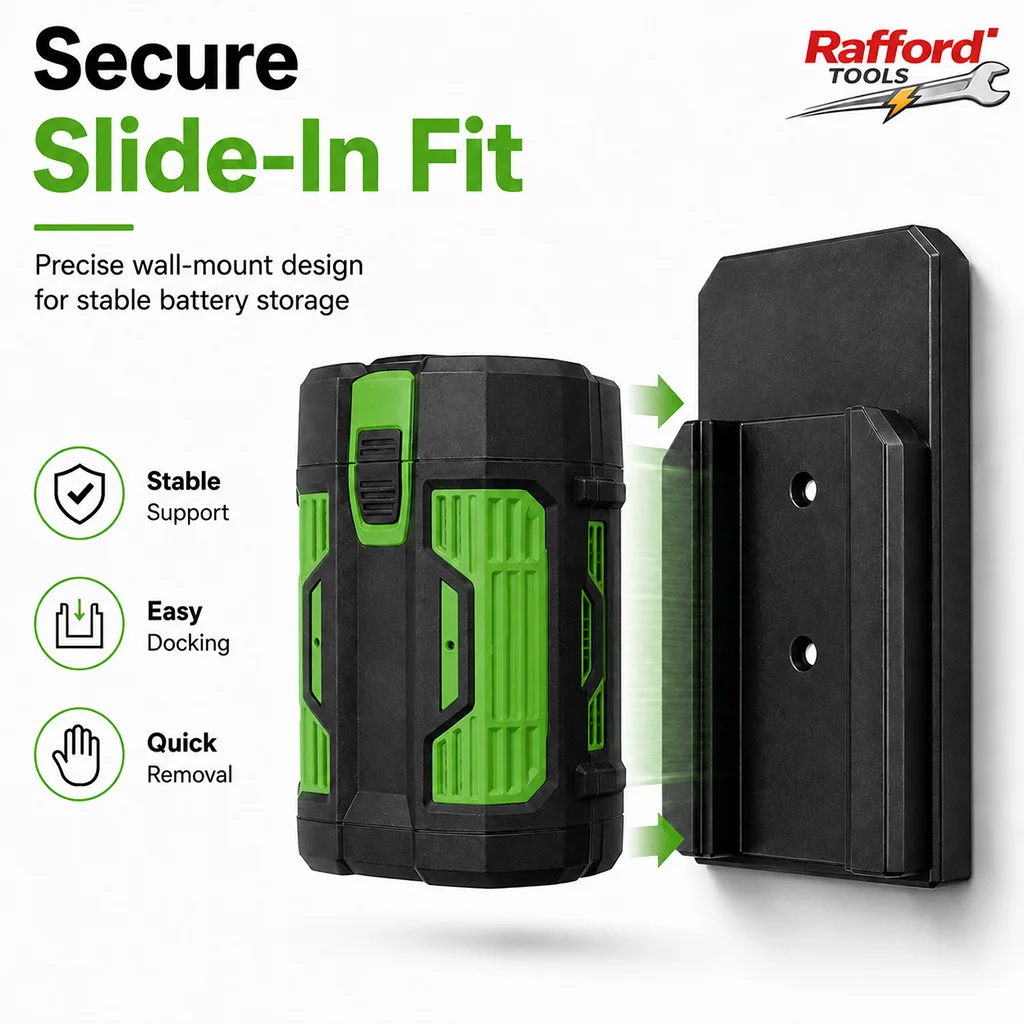 Rafford Wall Mount Battery Holder Compatible with EGO 56V Batteries, Garage Workshop Storage Rack Bracket
