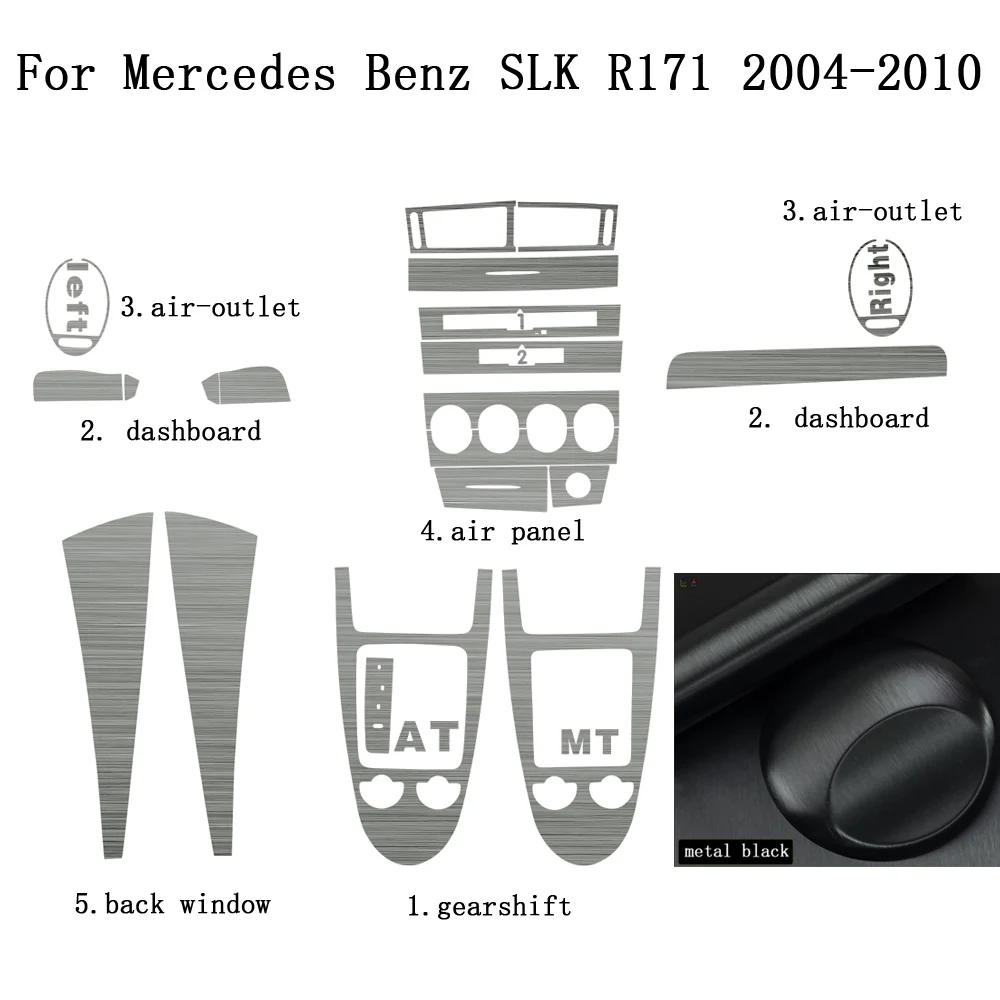 For Mercedes Benz SLK R171 2004-10 Interior Central Control Panel Door Handle Carbon Fiber Sticker Decals Car styling Accessorie