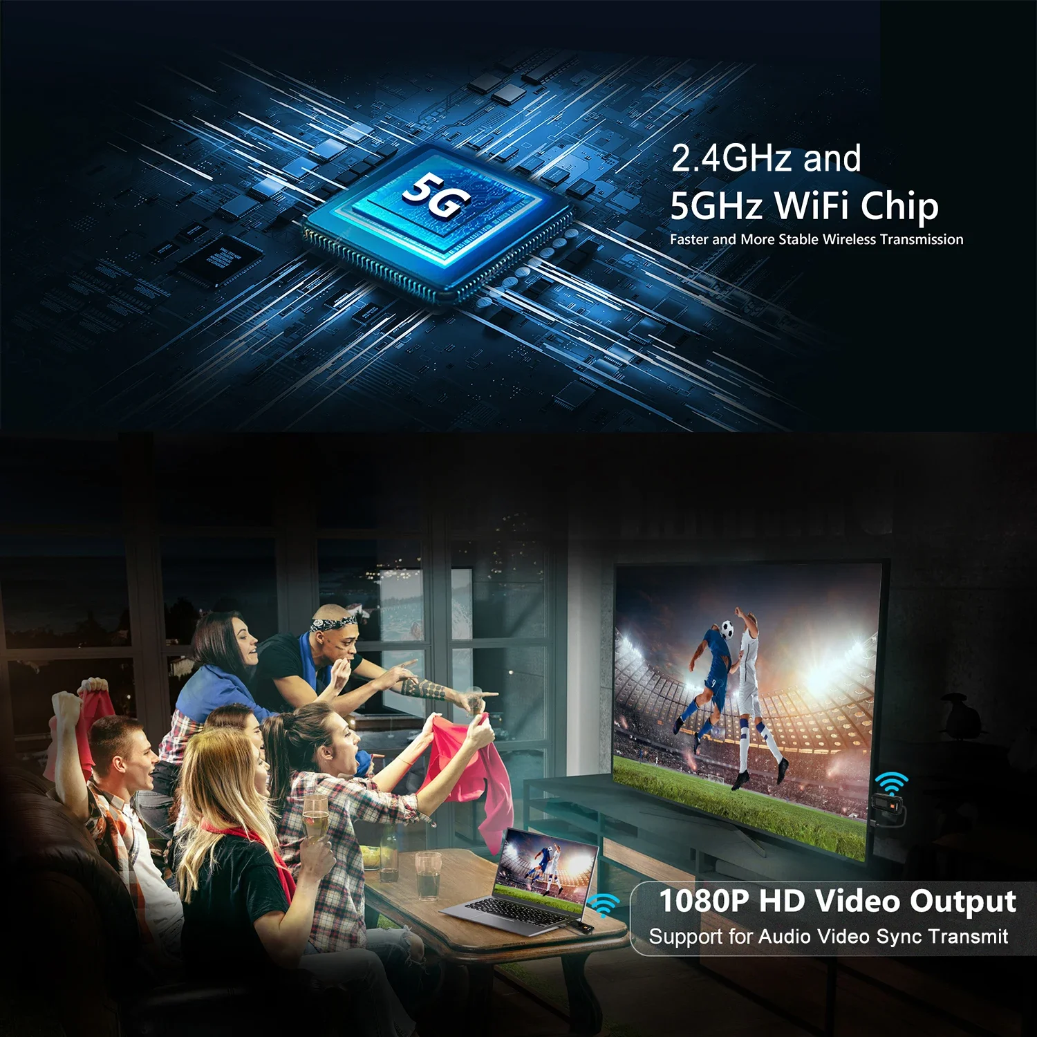 Trasmettitore e ricevitore audio video HDMI wireless da 350 m, computer portatile, PC, adattatore per display TV, può modificare la frequenza