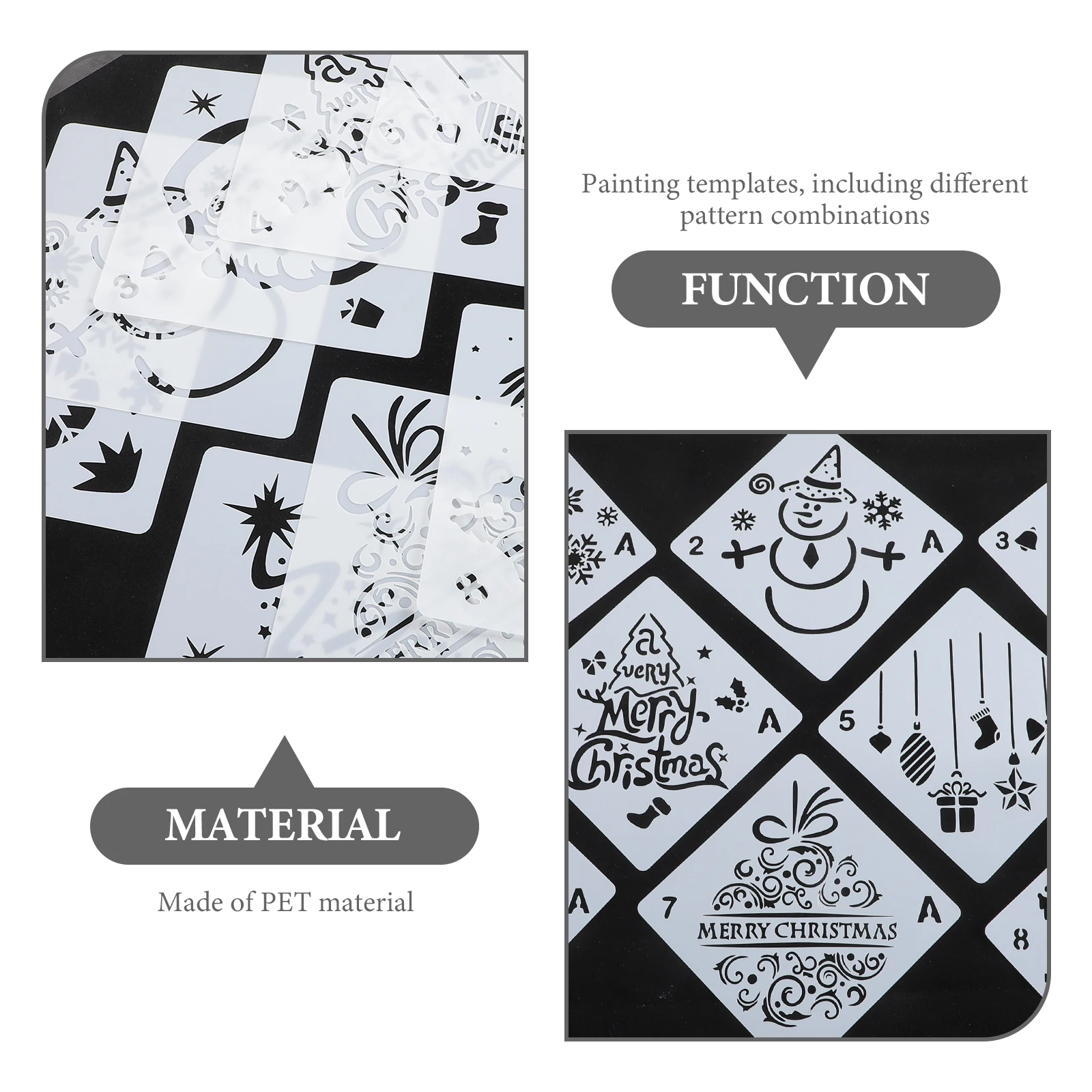

1 set Christmas Reusable Stencil Pet Spray Painting Template Diy Crafts Home Decoration Multi-Function Art Supplies Wall