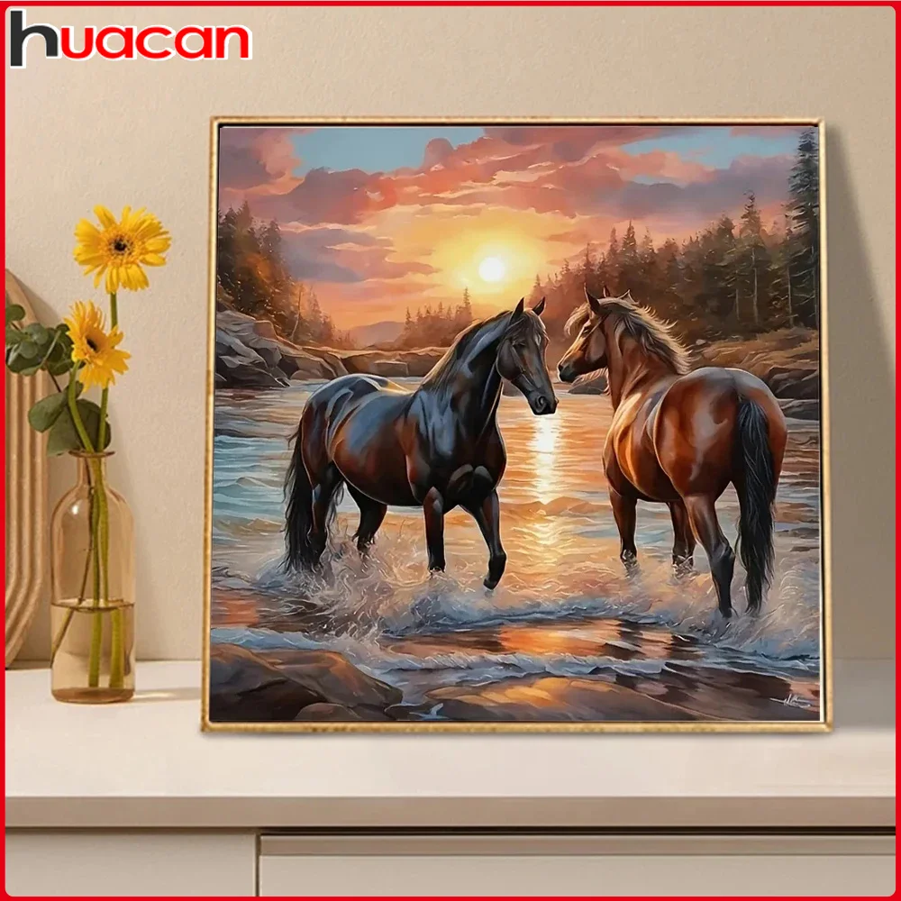 Diamond Art Painting Animal 5D Diy Full Round Drill Mosaic Kit Horse Home Decoration 30x30cm