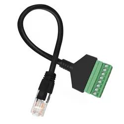 RJ45 Ethernet Male To 8 Pin AV Terminal Screw Adapter Converter Block Plug Cable For CCTV DVR Camera30/20cm
