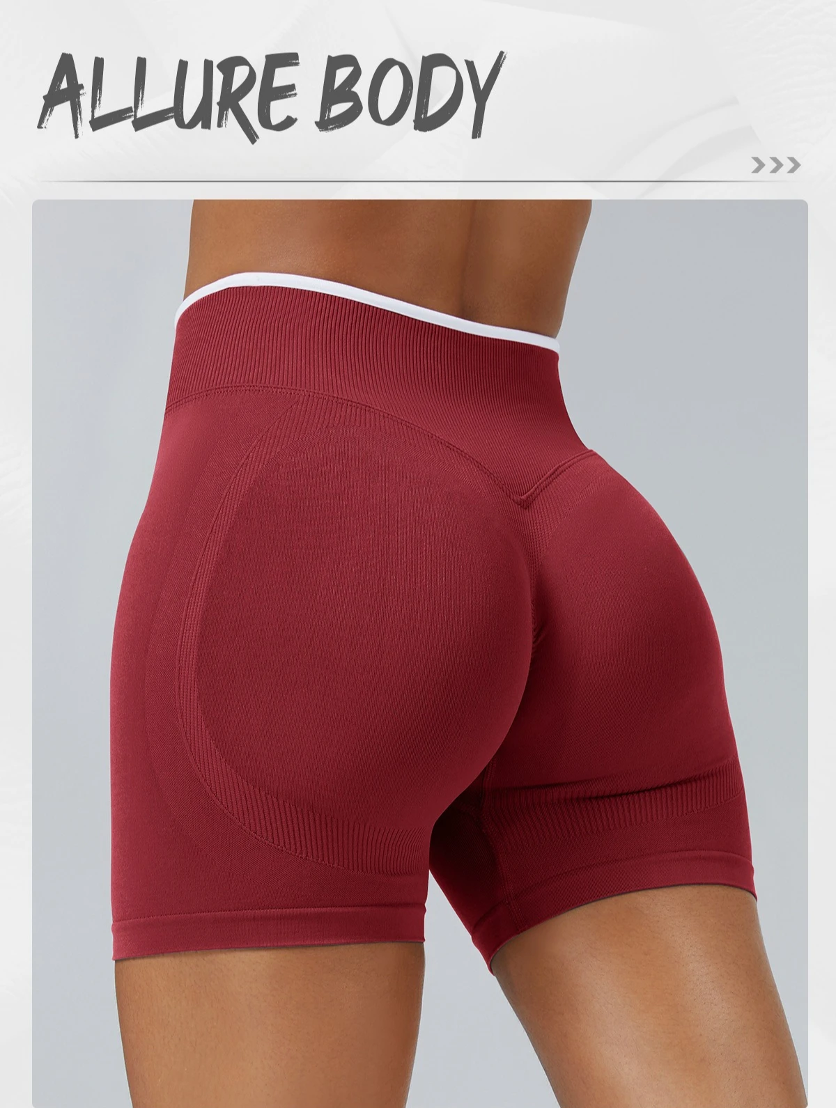 Nahtlose weiße Yogashorts mit Farbblock-Design für Damen, hohe Taille, Po-Lifting-Effekt, Workout-Gym-Shorts, Laufshorts, Leggings zum Einzeltragen – Detail 2