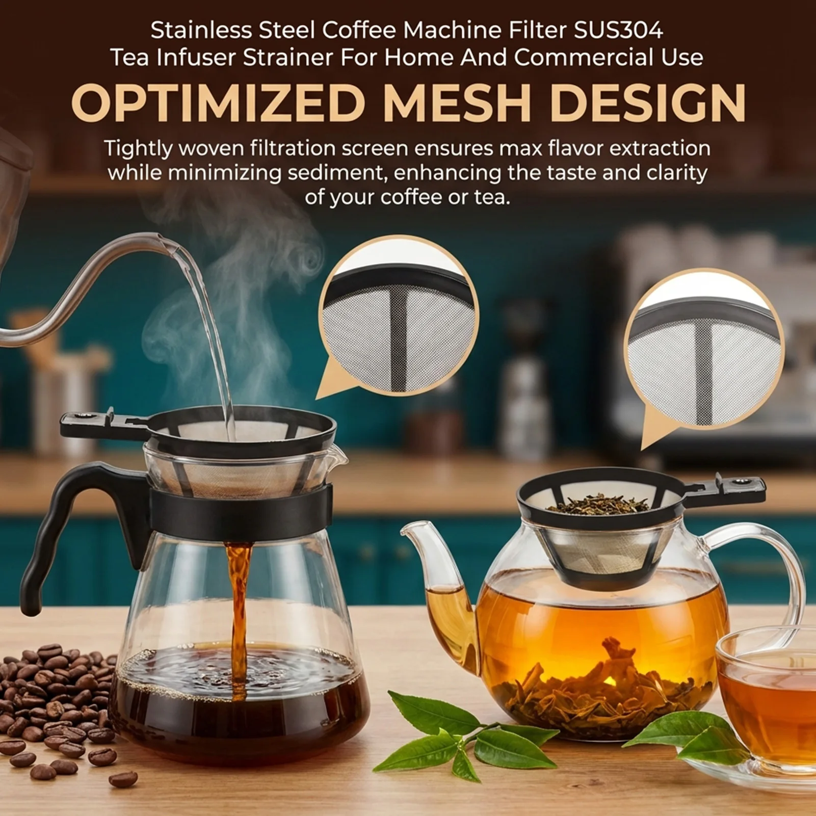 Stainless Steel Coffee Machine Filter Gold Precision Mesh 30 To 400 Mesh Screen For Home Use Brews Clean Coffee Tea