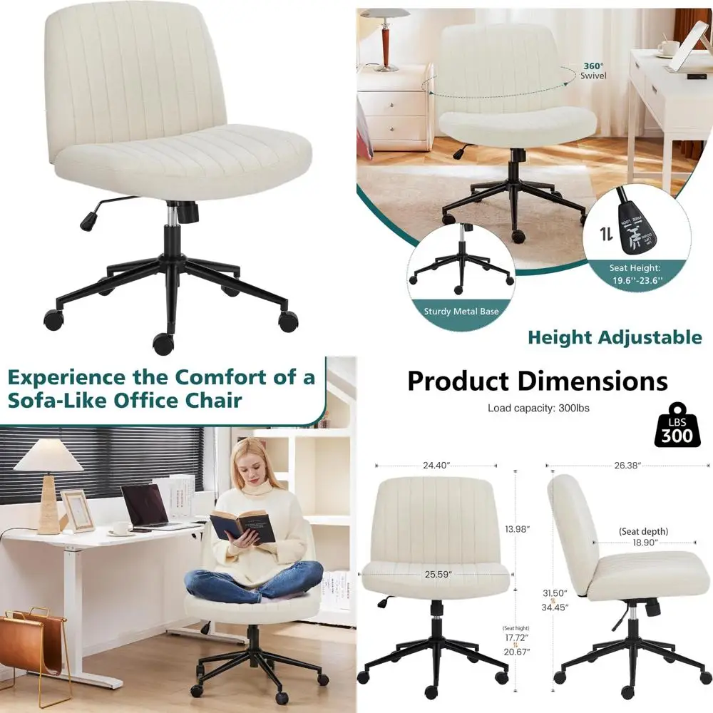 

Adjustable Height Swivel Desk Chair with Padded Seat and Wheels for Home Office Use