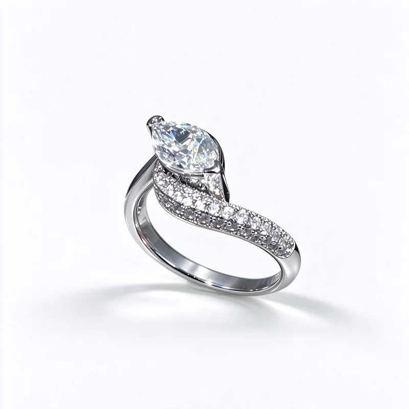 Marquise Cut Zircon Twisted Band Ring for Women, Gold Silver Two Tone, Luxury Jewelry for Wedding Party Daily Wear Gift