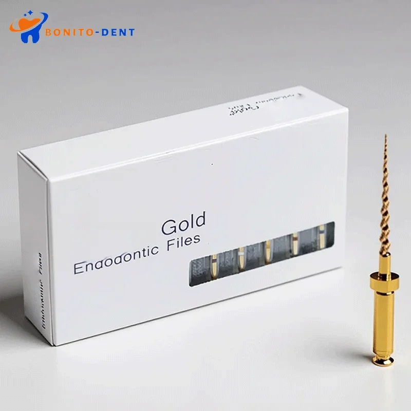 Bonito Dental 1Pack Pro Gold Root Canal Dental Taper Rotary Files Assorted Endodontic Files 6pcs 21mm 25mm 31mm