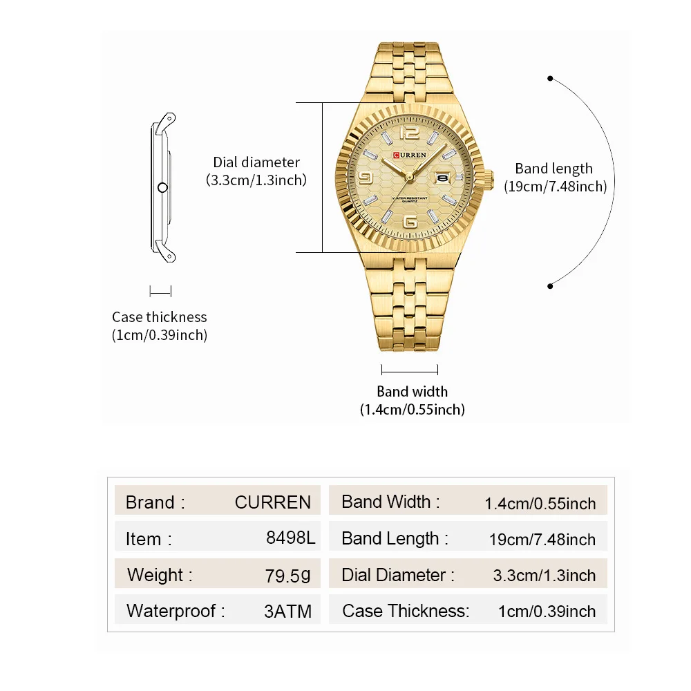 ساعة CURREN النسائية الجديدة بسوار كوارتز بلونين مع عقارب مضيئة ومينا لامعة فاخرة مع سوار فولاذي غير قابل للصدأ #3