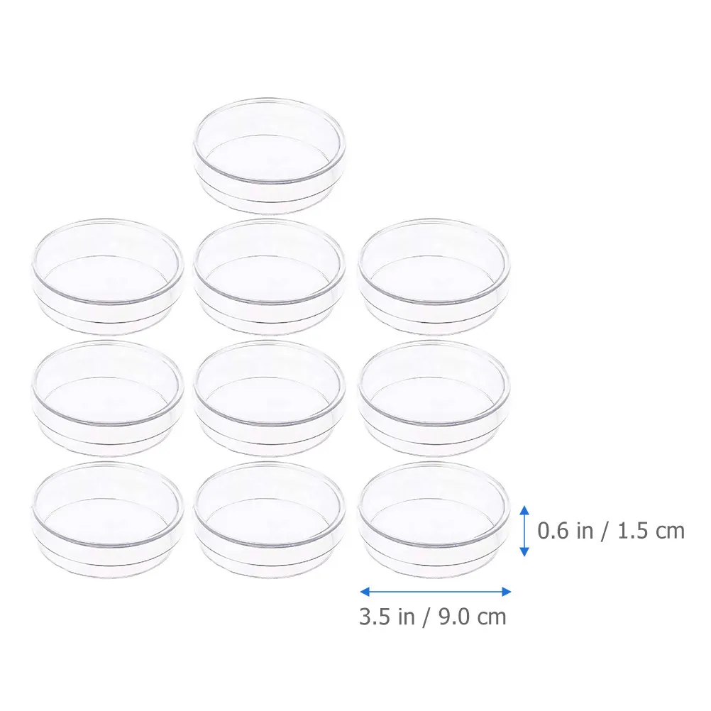 10Pcs Laboratory Plastic Petri Dishes Transparent Covers Multipurpose Plates for Plant Cell Tissue Study Science Research