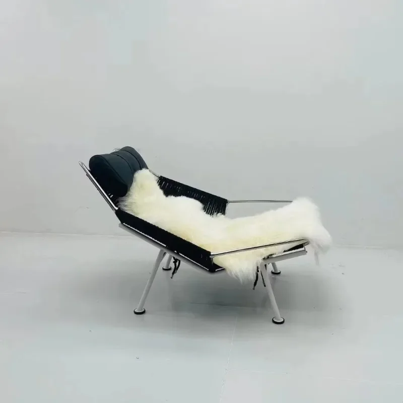 Chair Black Stainless Steel Frame Leather Coffee    Chair    Furniture Modern Living Room Chair