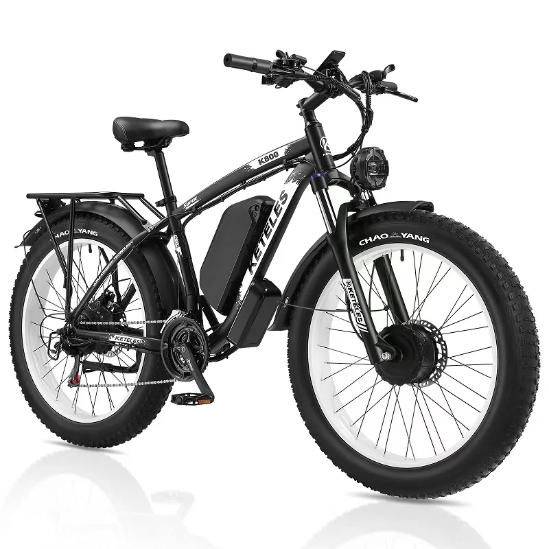 For K800 26-Inch Fat Tire E-Bike 48V 23AH Lithium Battery Front Suspension Powerful Dual Motor 599USD/Unit