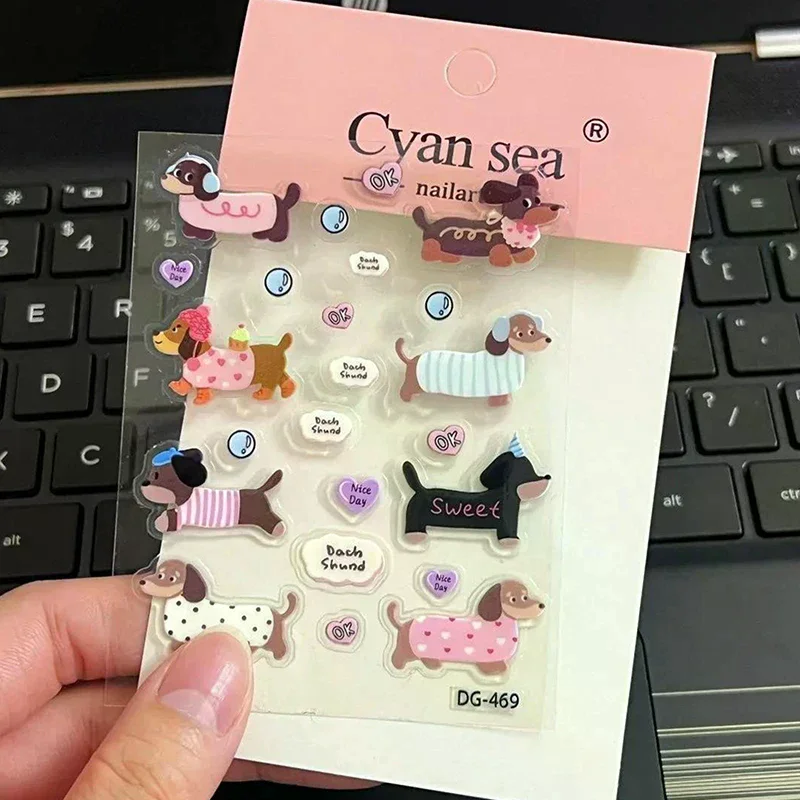 

Cute Dachshund Cartoon 3D Jelly Sticker For DIY Phone Laptop Creative Decorative