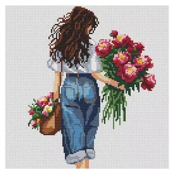 Flower Girl Patterns Counted Cross Stitch Sets DIY 11CT 14CT 16CT 18CT Cross Stitch Kits Embroidery Needlework Home Decor Gifts