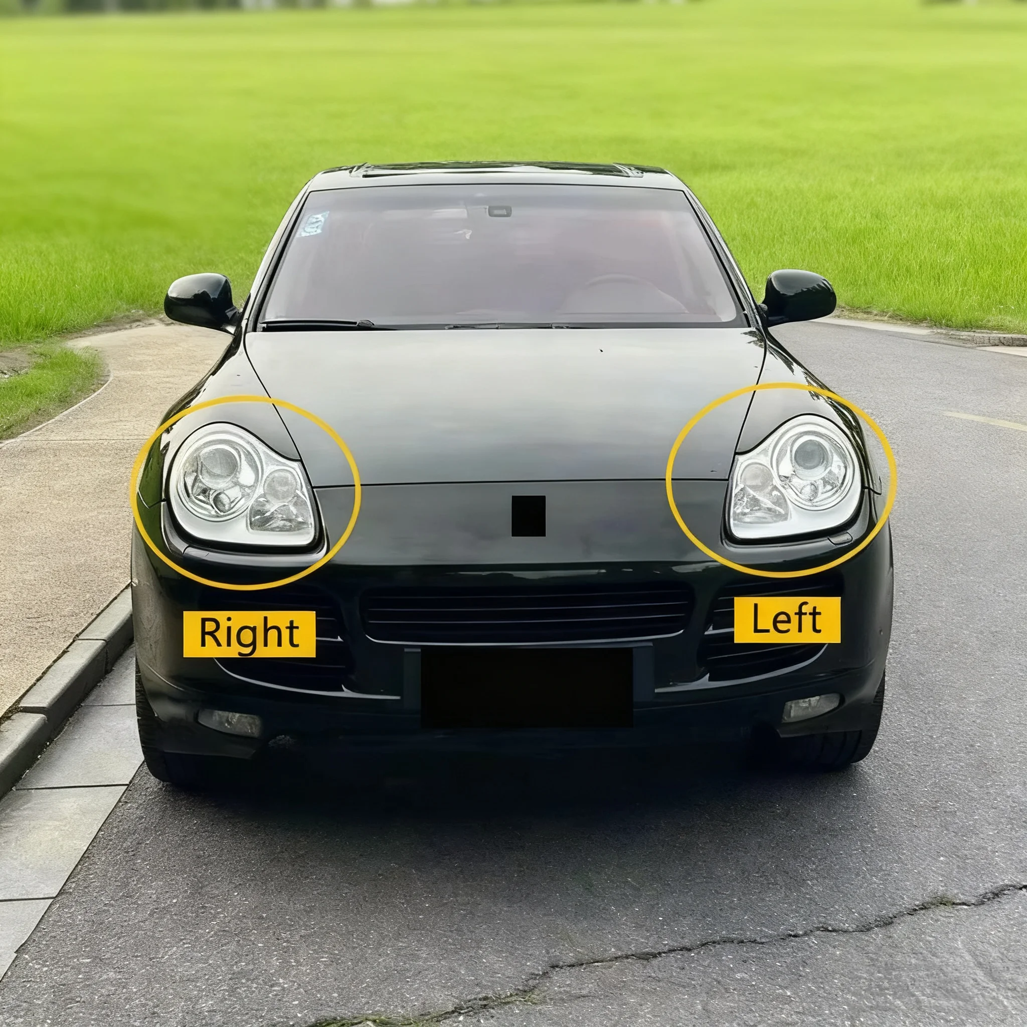 لبورشه كايين 2005 2006 اكسسوارات السيارات كشافات غطاء شفاف عاكس الضوء العلوي قذيفة عدسة شبكي #4