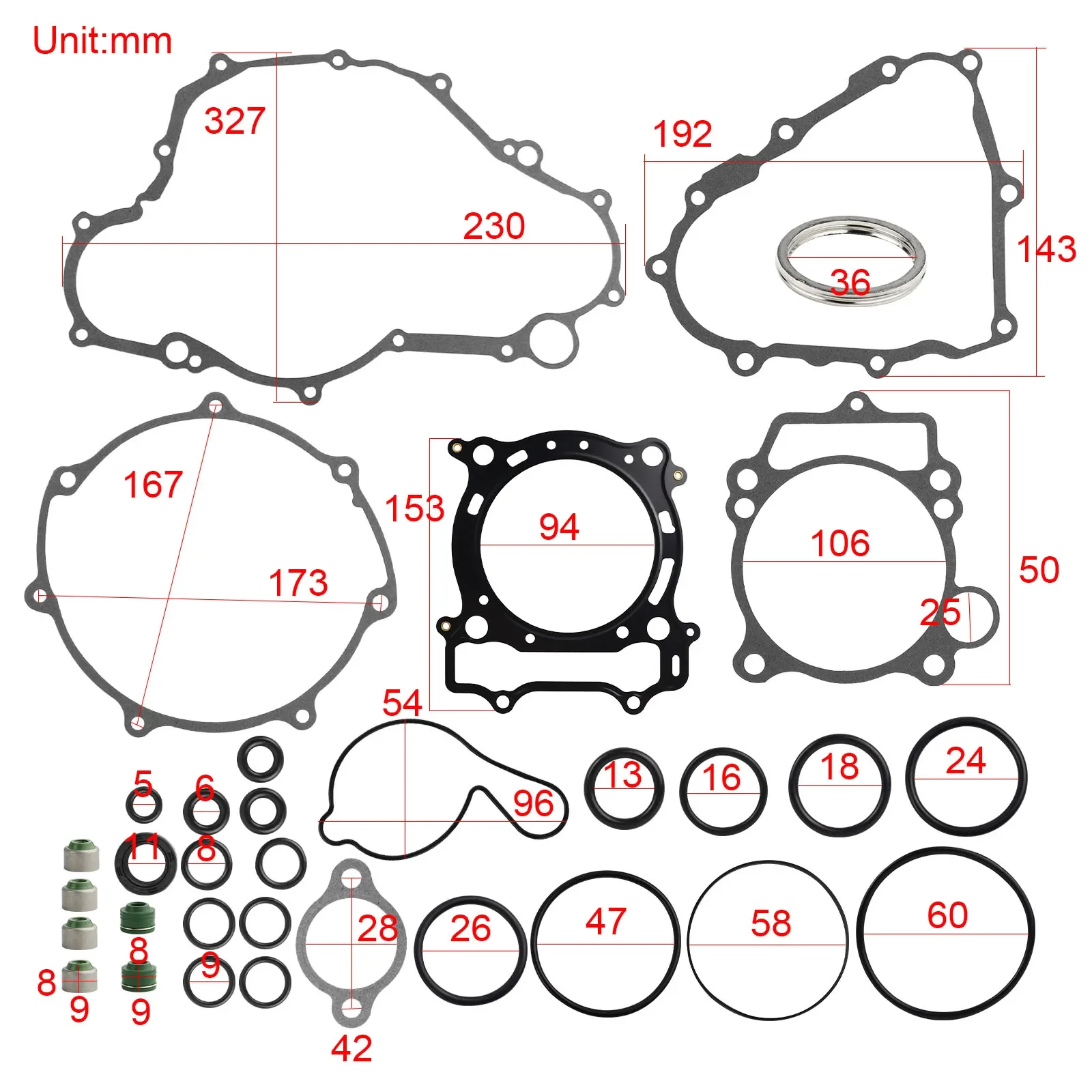 Top & Bottom End Set Complete Engine Cylinder Gaskets Kit Crankcase Repair for Yamaha YFZ450 YFZ 450 2004-2009 ATV Motorcycle