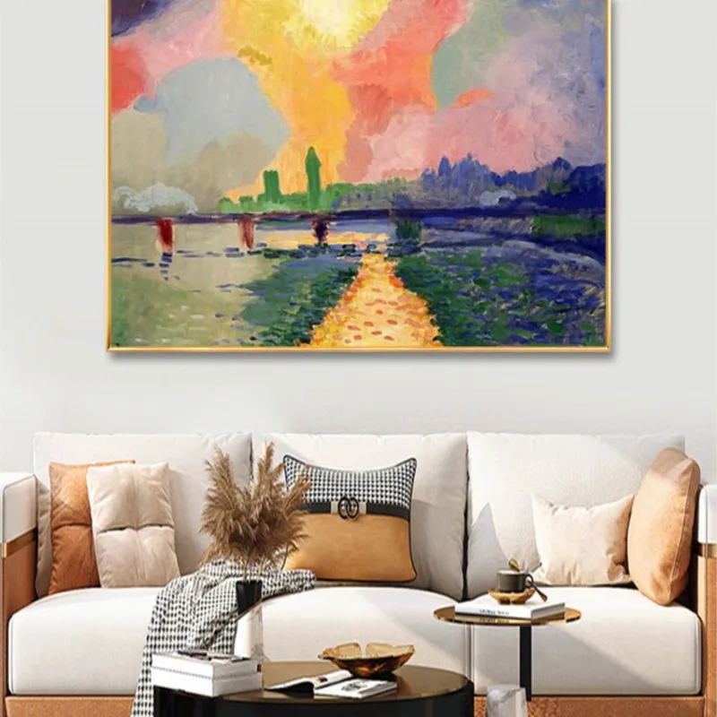 

Pure Hand Drawing Oil Painting Bridge Living Room Decorative Modern Minimalist Wall