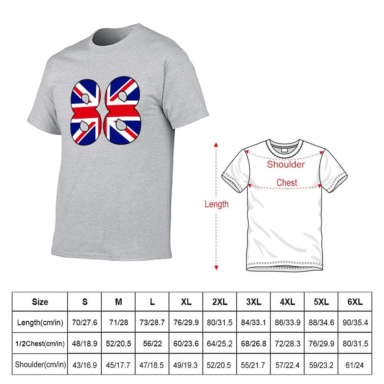 Number 88 with UK flag on the background T-shirt Aesthetic clothing korean fashion summer top cute tops mens cotton t shirts