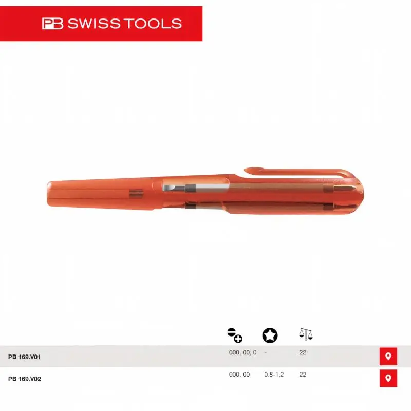 PB Swiss Tools PB 169.V01/2 Insider Mini Pocket Screwdriver 3 Reversible PB52 Blades Slotted Phillips Pentalobe Spring Steel