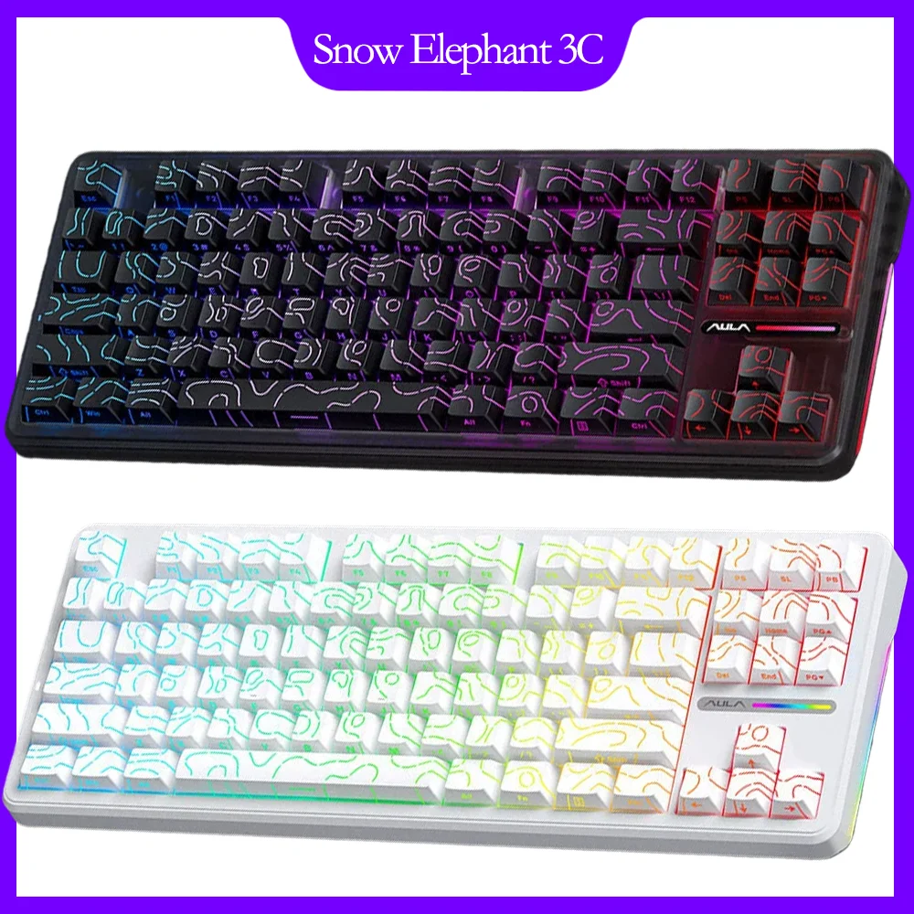 AULA F87 Wireless Mechanical Keyboard 75% TKL Custom Hot Swappable Gaming Keyboards with PBT Keycaps Pre-lubed Greywood Switch