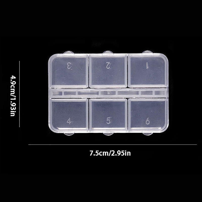 1pcs Square 6 Grids Plastic Storage Box Compartment Jewelry Necklace Transparent Organizer Case Holder Craft Tool Organizer