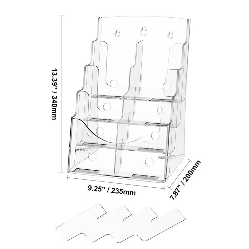 رف عرض كتيب أكريليك بزوايا مستديرة ناعمة - حامل كتيبات تجاري حديث وبسيط عالي الجودة