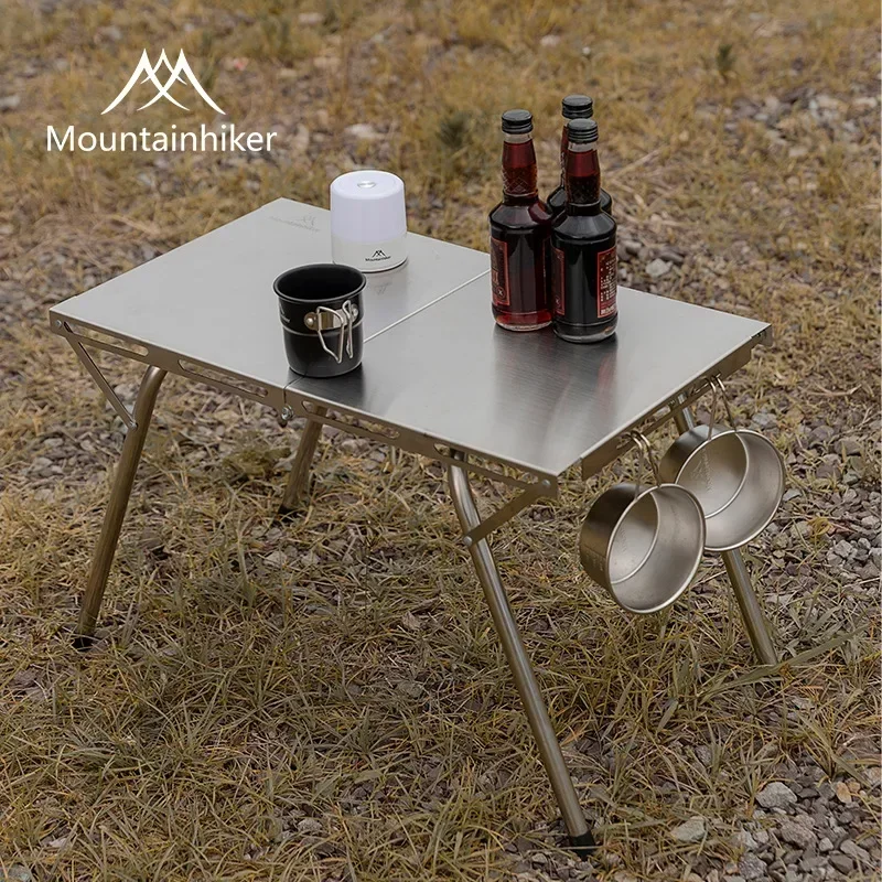 

Mountainhiker New 201 Stainless Steel Outdoor Camping Folding Table Ultralight Portable Picnic Table Leisure Barbecue Table