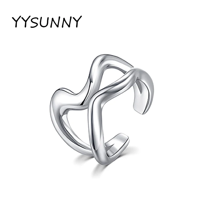 

YYSUNNY Fashion Irregular Hollow Double Line Geometric Women Rings Fashion Adjustable Jewelry Banquet Party Birthday Present