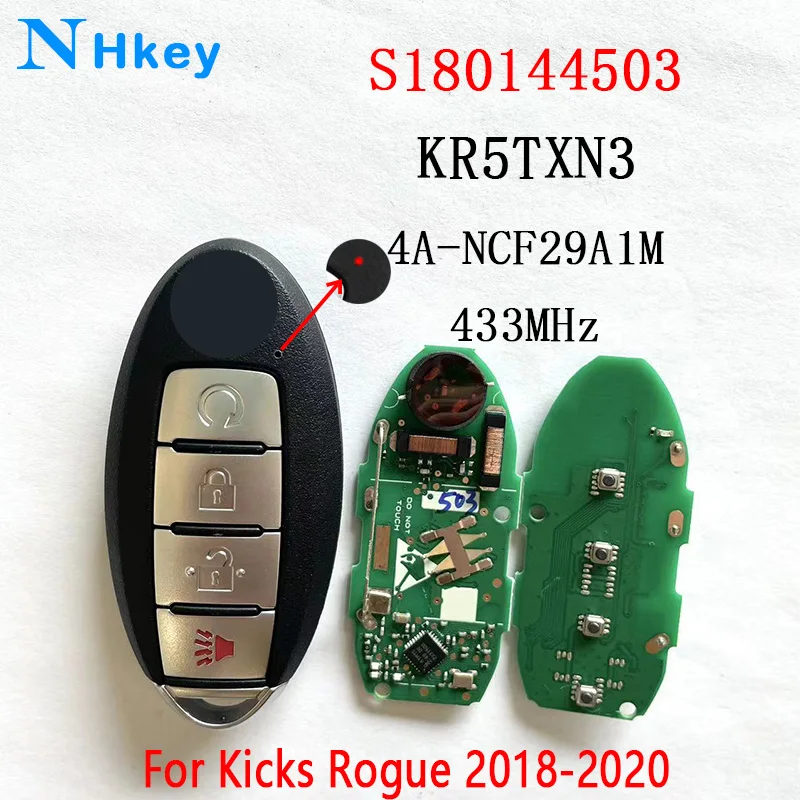 

NHkey 433MHz S180144503 KR5TXN3 Original 4A Remote Key for Nissan Kicks Rogue 2018 2019 2020 Rogue Proximity Smart Key Fob