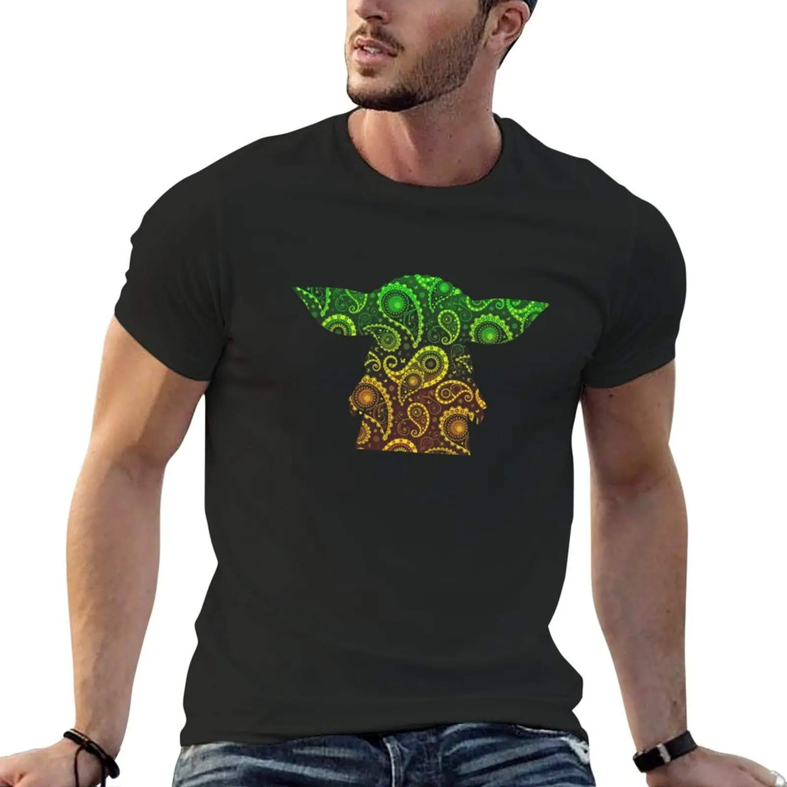 Teardrop Mandala Silhouette - Alien Forest - Dark Background T-Shirt essential t shirt plus size tops heavyweights men tshirt