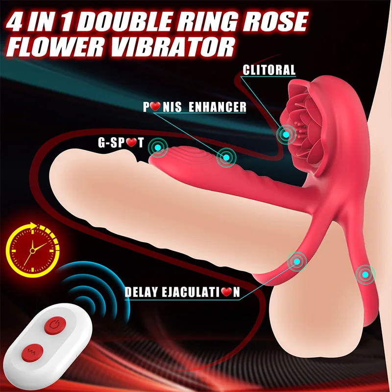 Penis Ring Vibrator Nine-frequency Dual Motor Two-point Vibration Delayed Ejaculation Enlarged Erection Sex Toy For Couples