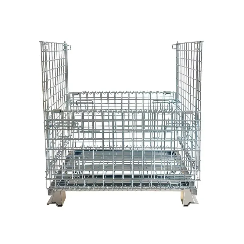Metal Steel Mesh Wire Transport Box Basket Container Warehouse Logistic Stackable Wire Mesh Container for Light Loading