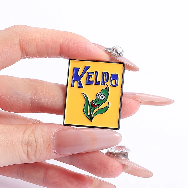 Yellow Rectangular Comedy Animation Enamel Pins Kelpo Kelp Shake Cartoon Brooches Lapel Badges Jewelry Gifts For Kids Friends