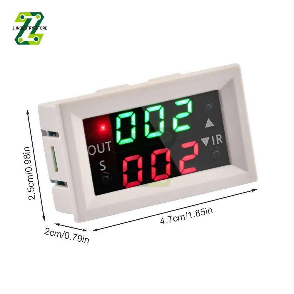 Dual Display Time Relay Module DC 12V Time Delay Relay Relay Timing Delay Cycle Time Control Switch 20A Passive Output