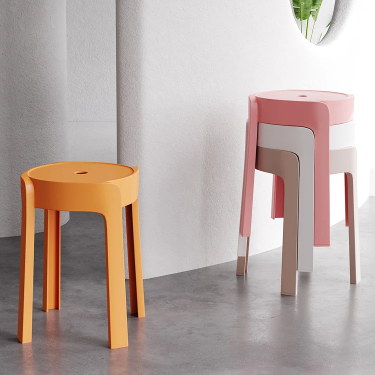 Stool Household Plastic Bench Nordic Chair Living Room Simple Modern Dining Table Round Stool Restaurant Dining Chair