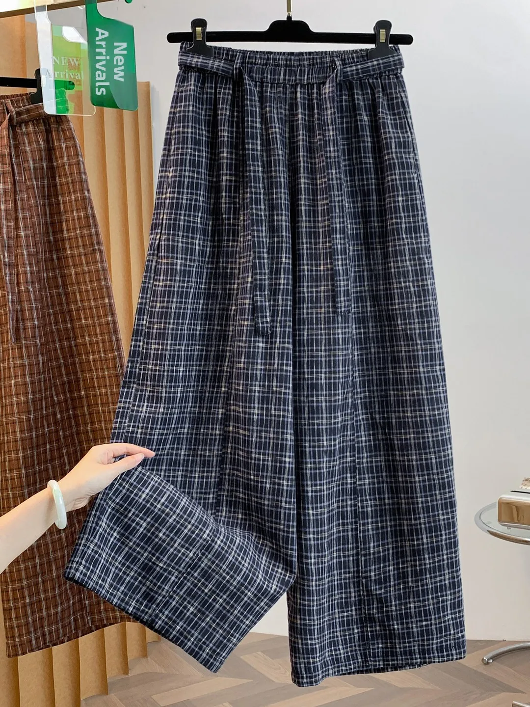Authentic Cotton Linen Wide Leg Pants Women's Loose Casual Straight Leg Trousers Autumn New Style Fashionable Daily Wear