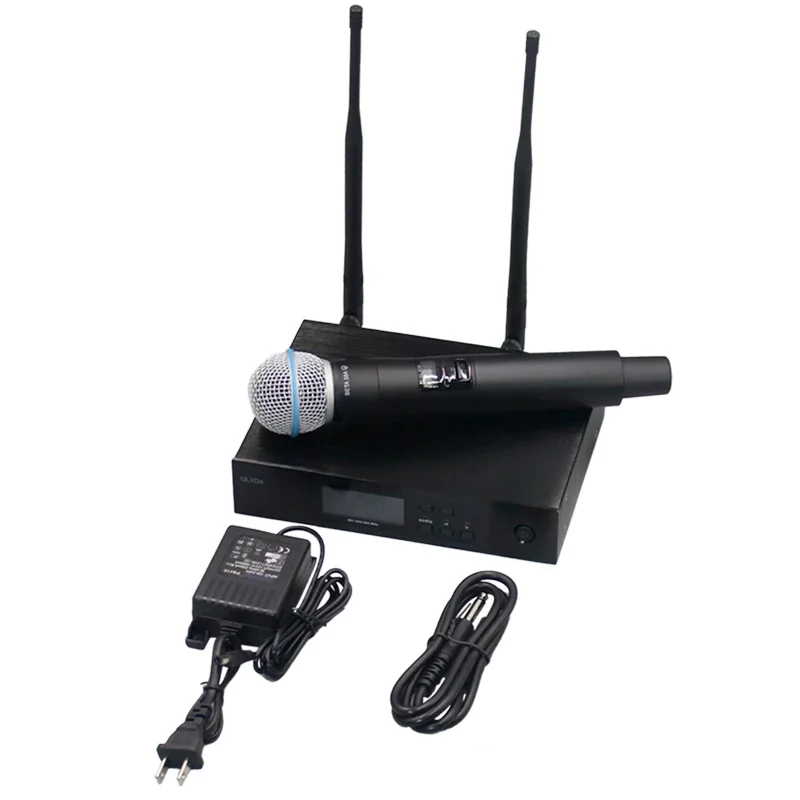 NEW QLXD4 UHF True Diversity Rechargeable Dynamic Microphone Lapel System for Live Performance, Broadcasting, Conferences - Blac